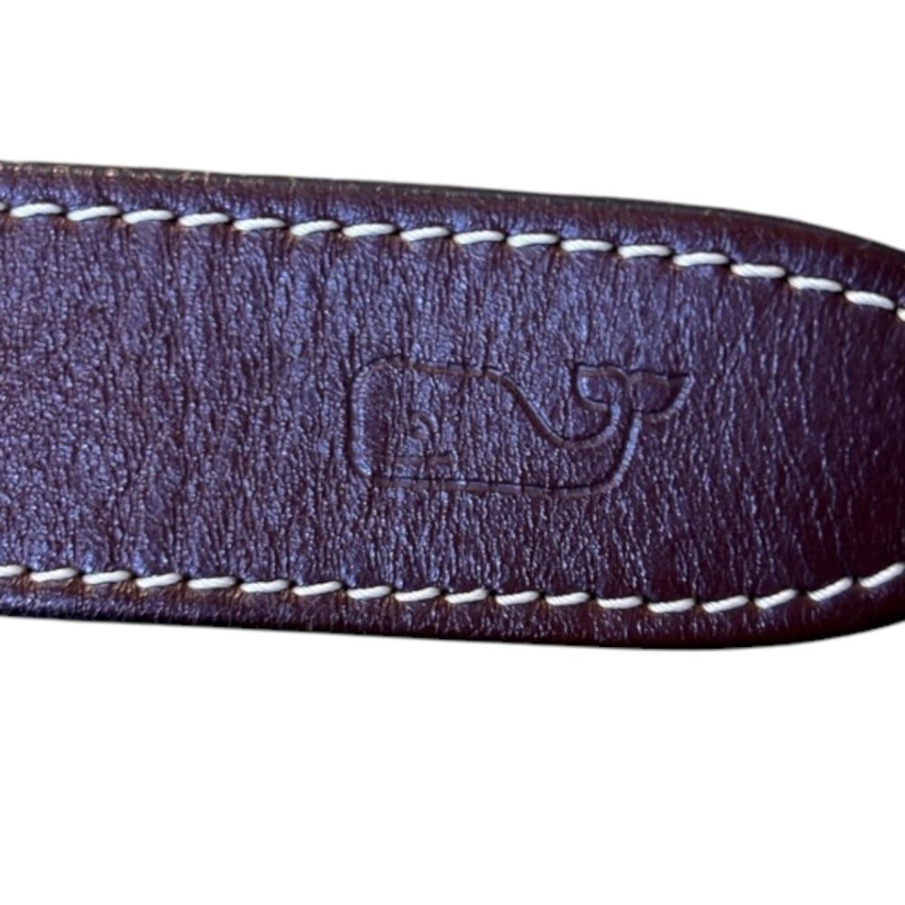 Vineyard Vines Golf Print Canvas Belt Brown Leather Trim Size 38 Preppy - Picture 5 of 5